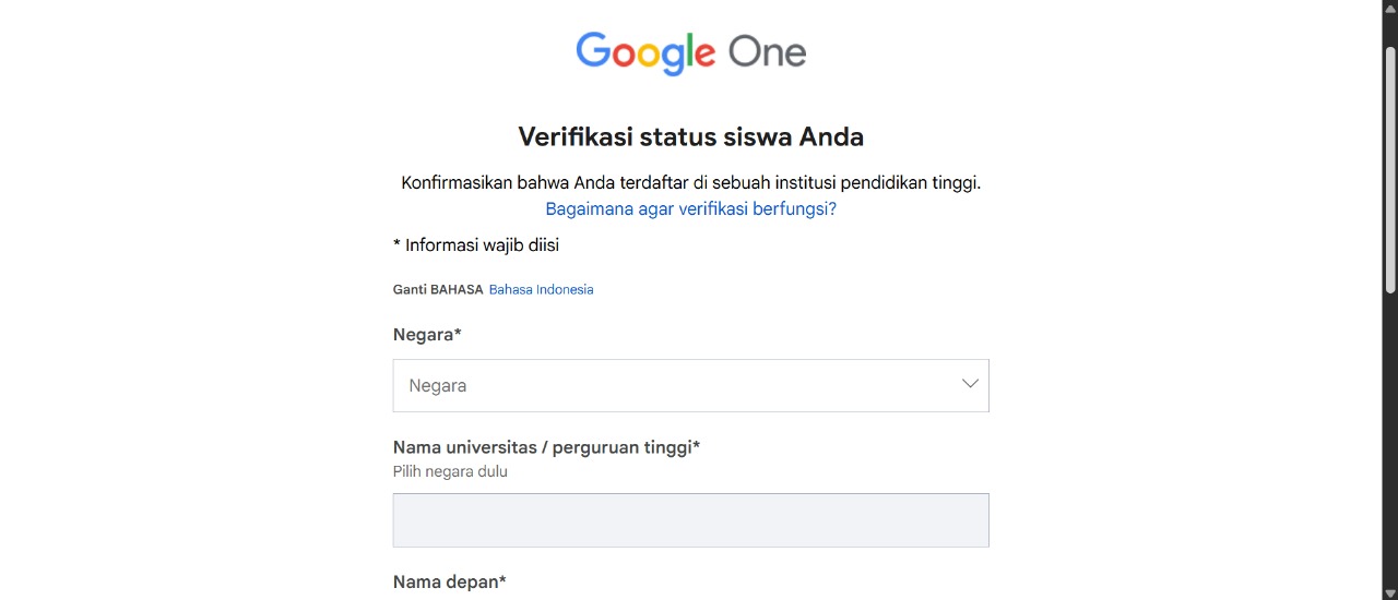 Langkah 2 - Input Data Pribadi